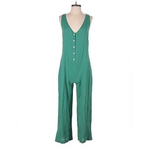 Shinestar Green Button-Front Jumpsuit